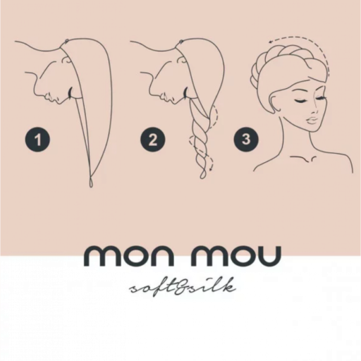 MON MOU Полотенце-тюрбан с натуральным шелком белый &mdash; Фото 4